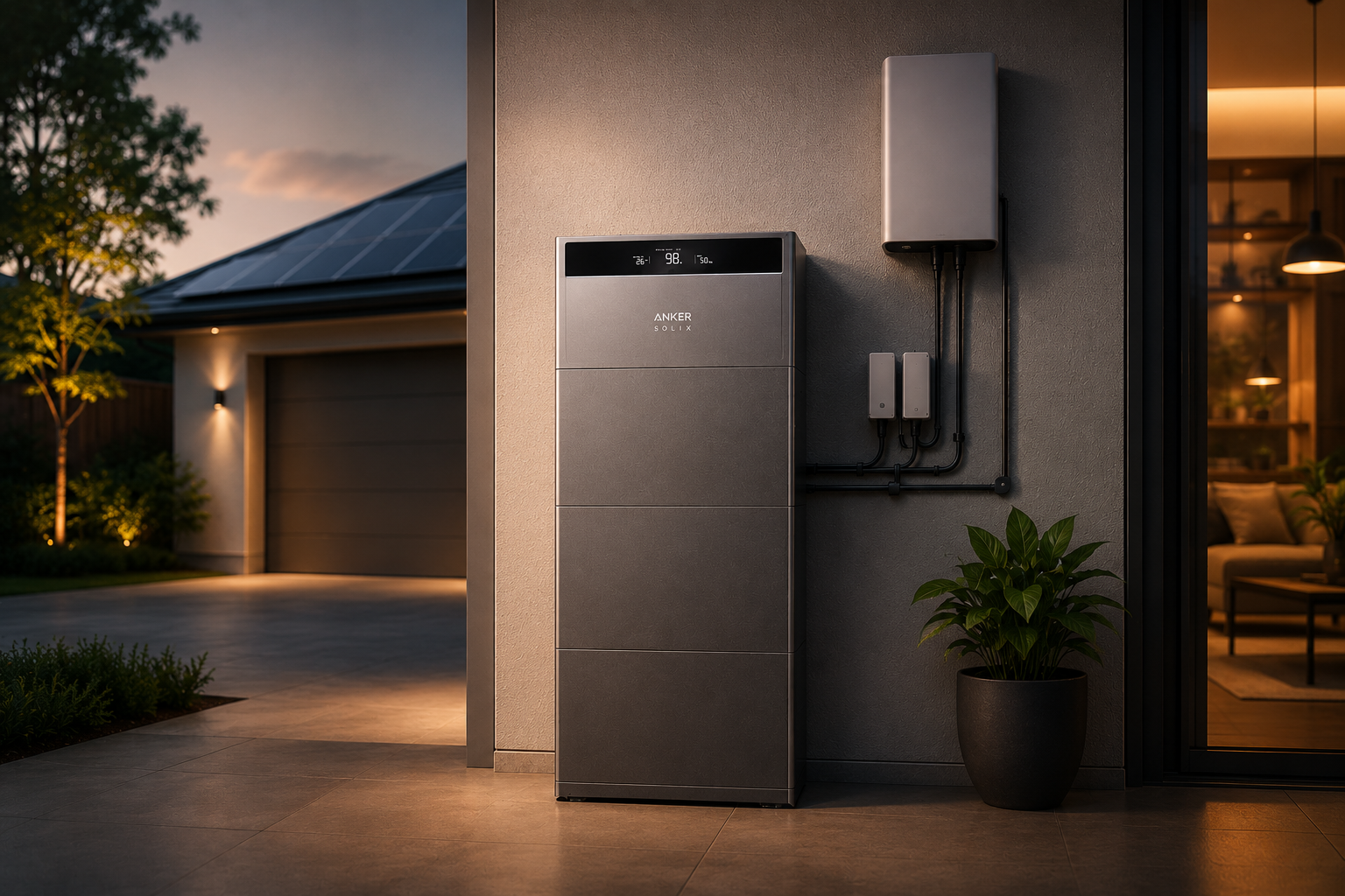 Home solar battery storing daytime energy to reduce electricity bills in an Australian home