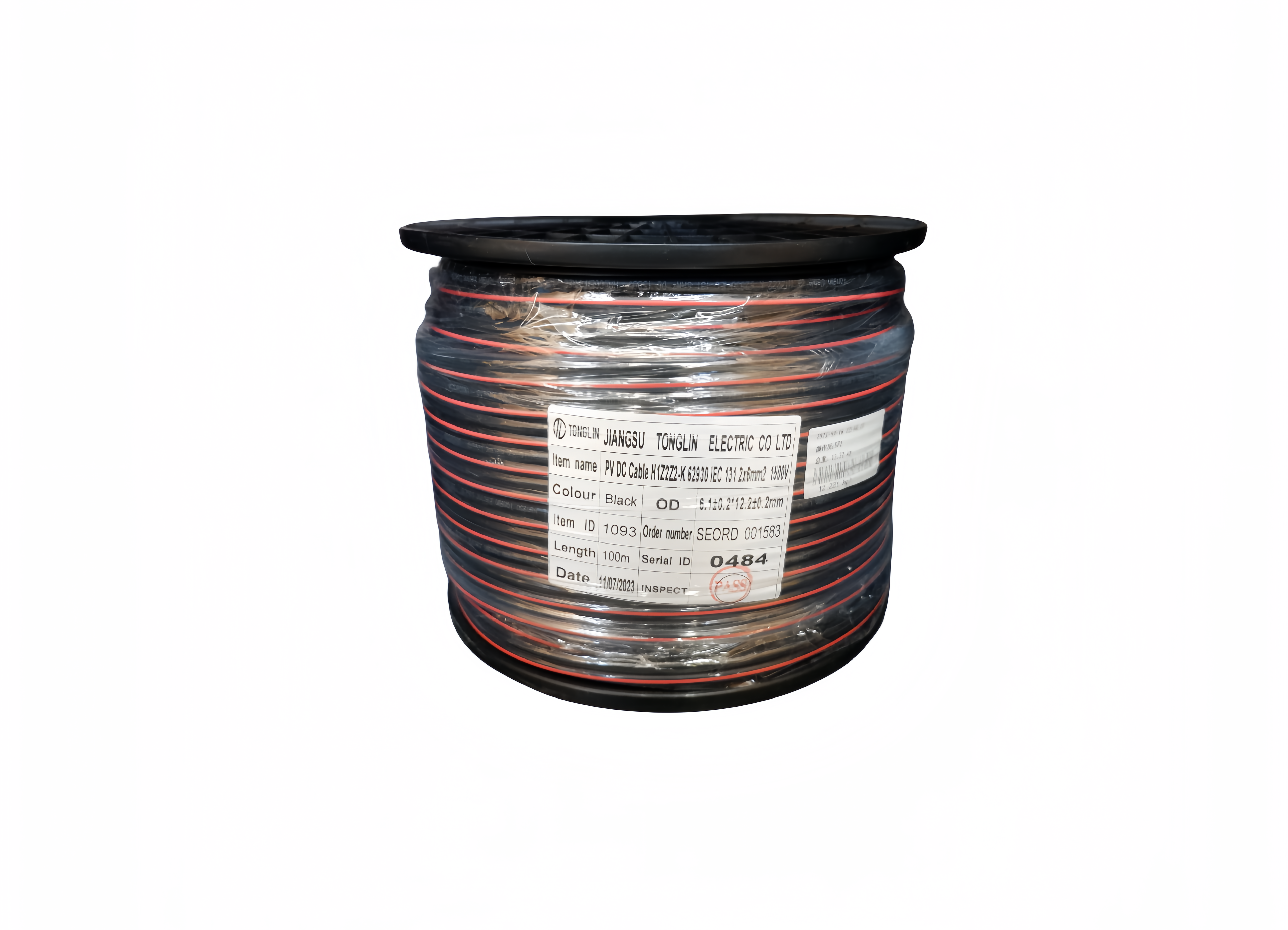 Tonglin Energy Solar DC Cable 4mm2 dual 100m roll (OD=5.5mm, 1500V DC, IEC 62930)