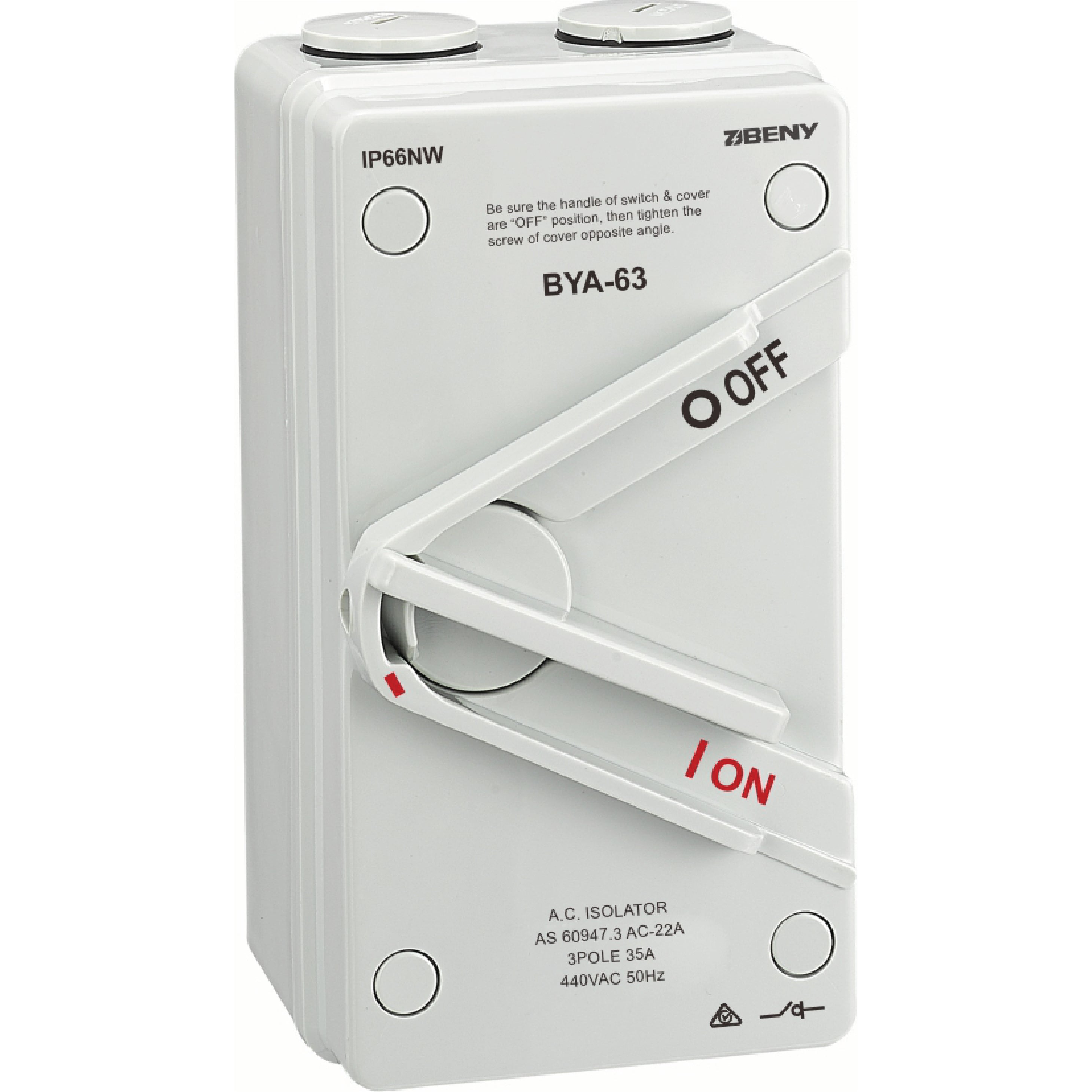 ZJBENY AC Isolator 35A 3 Pole (BYA-63) 5 YRS WARRANTY