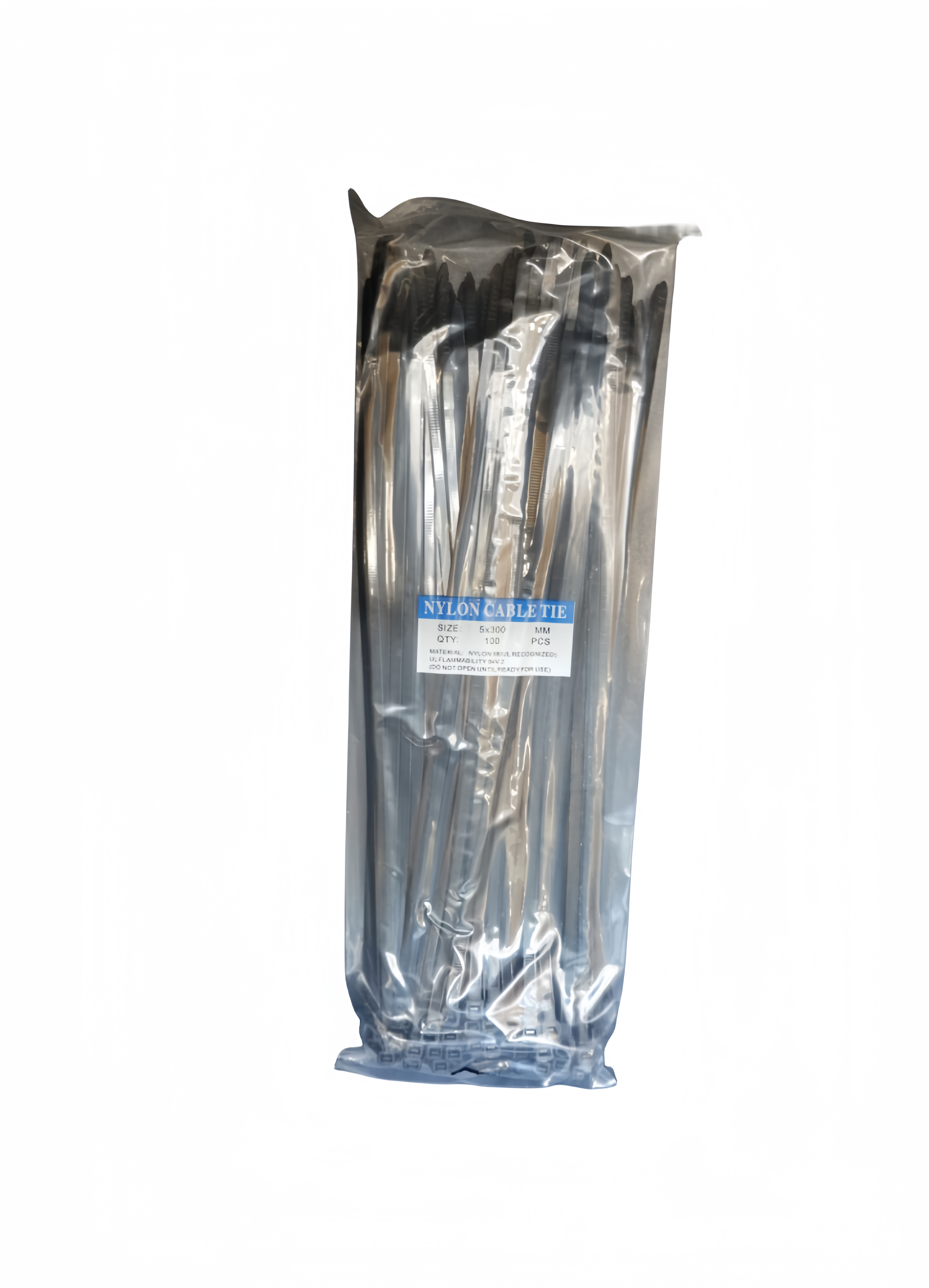 NYLON CABLE TIE, BLACK, 4.8X300MM (100pc/bag)