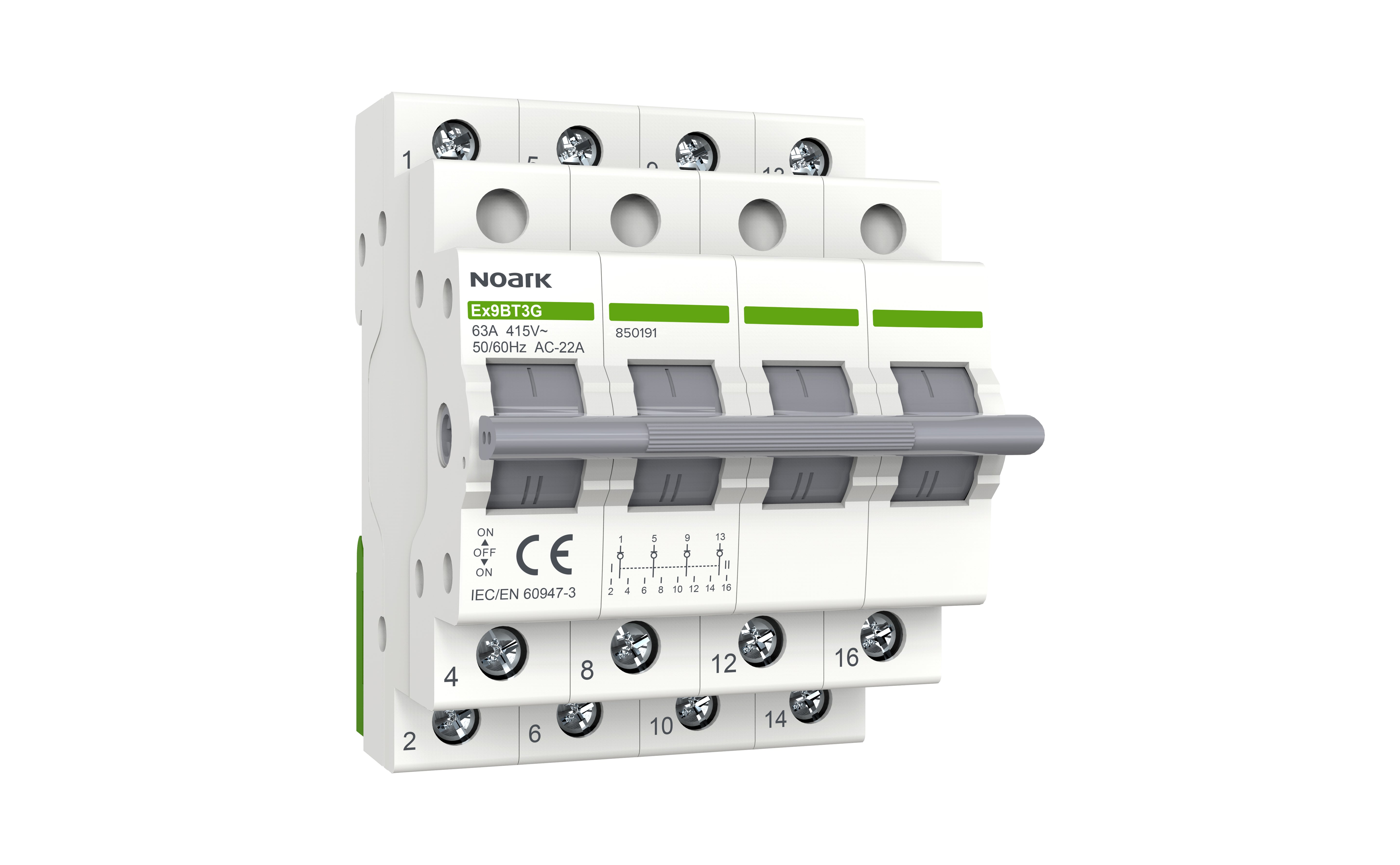 NORAK 63 Amps 4 Pole Three-Way Changeover Switch (Ex9BT3G4CO63A)