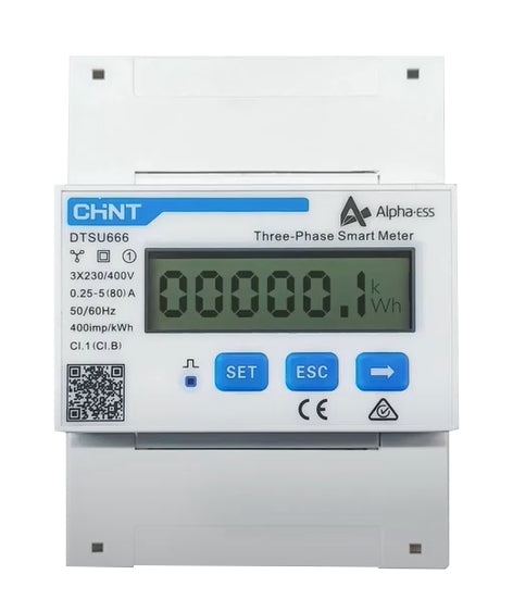 Alpha Three Phase meter 100A for Smile 5, T10 & B3 plus & S6 8.2 for 3Ph installation, w/ 6 CTs (DTSU666-100/40mA)