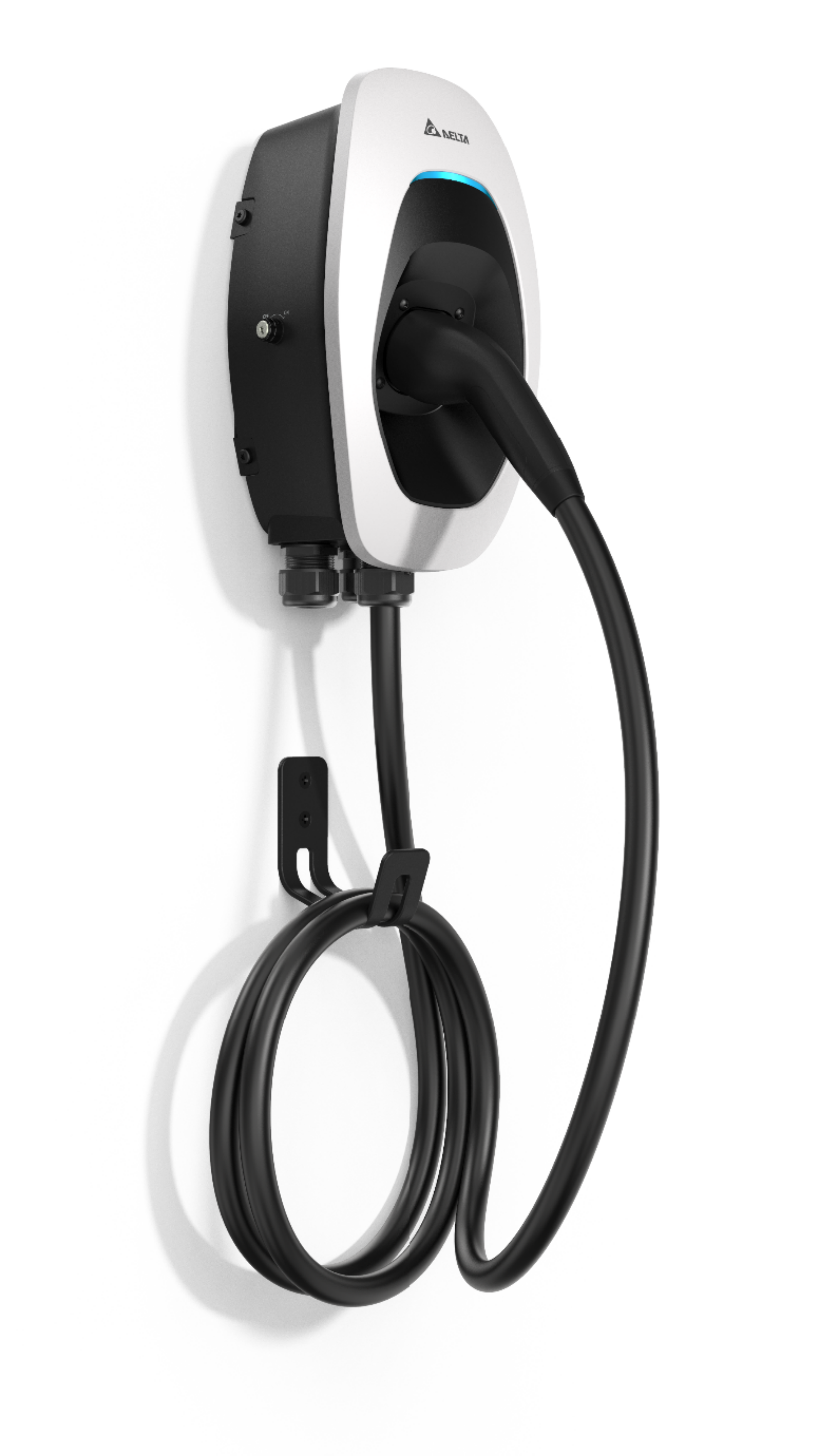 Delta AC Max 7.4β22kW tethered Type 2 EV charger with 5-metre cable
