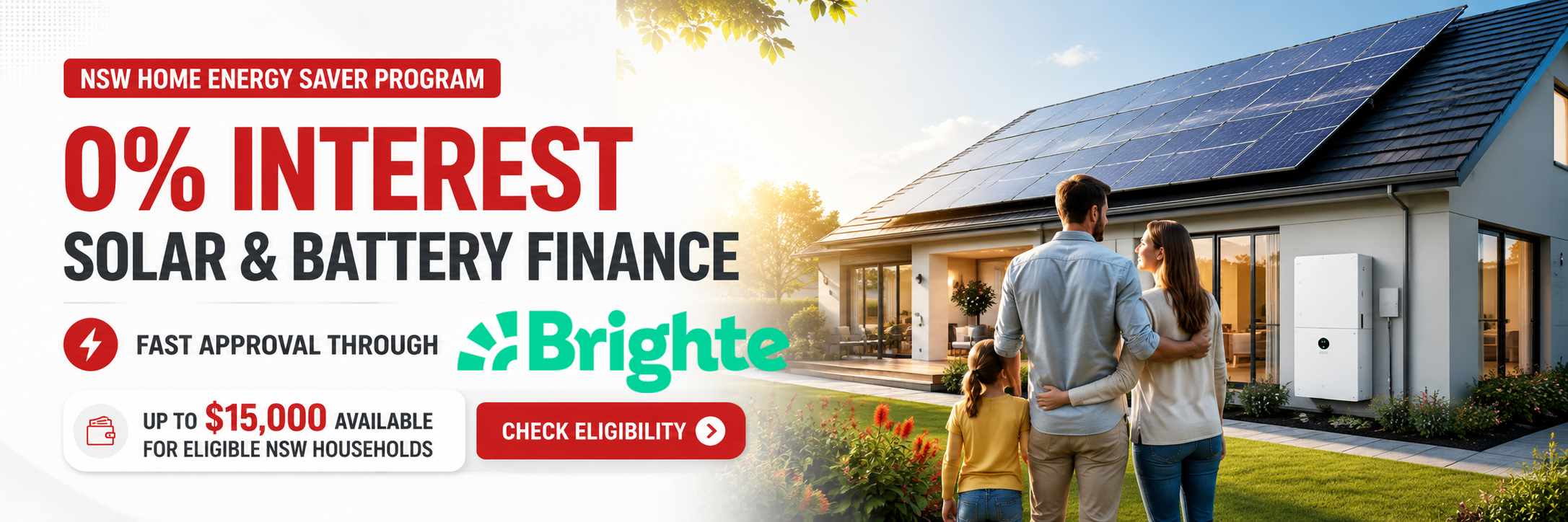 NSW Home Energy Saver Program offering 0% interest solar and battery finance up to $15,000 through Brighte