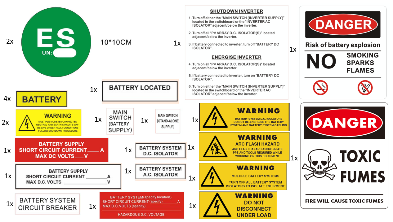 Additional Battery Label Kit v5 (needs to use with DC/AC label kit)