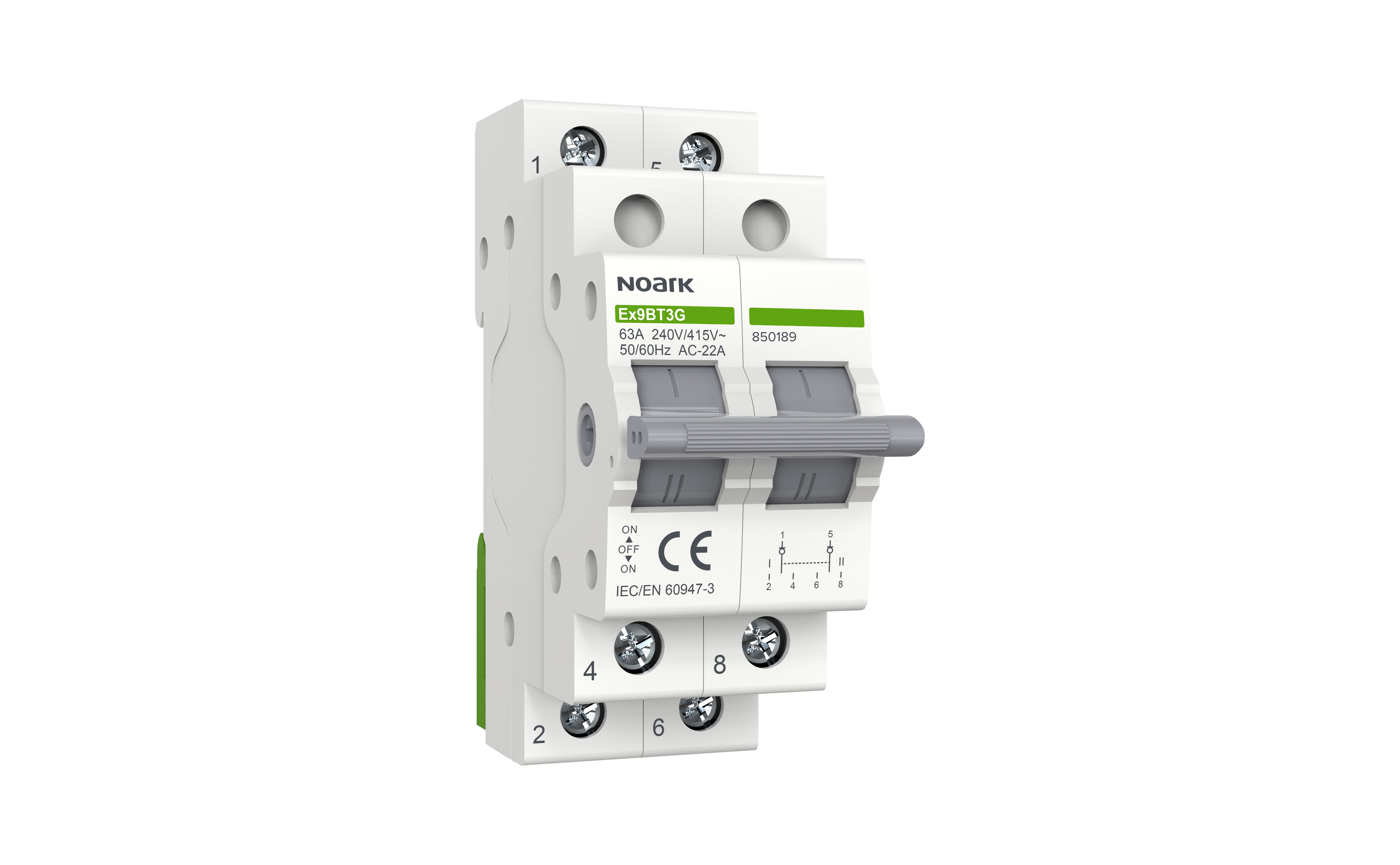 NORAK 63 Amps 2 Pole Three-Way Changeover Switch (Ex9BT3G2CO63A)