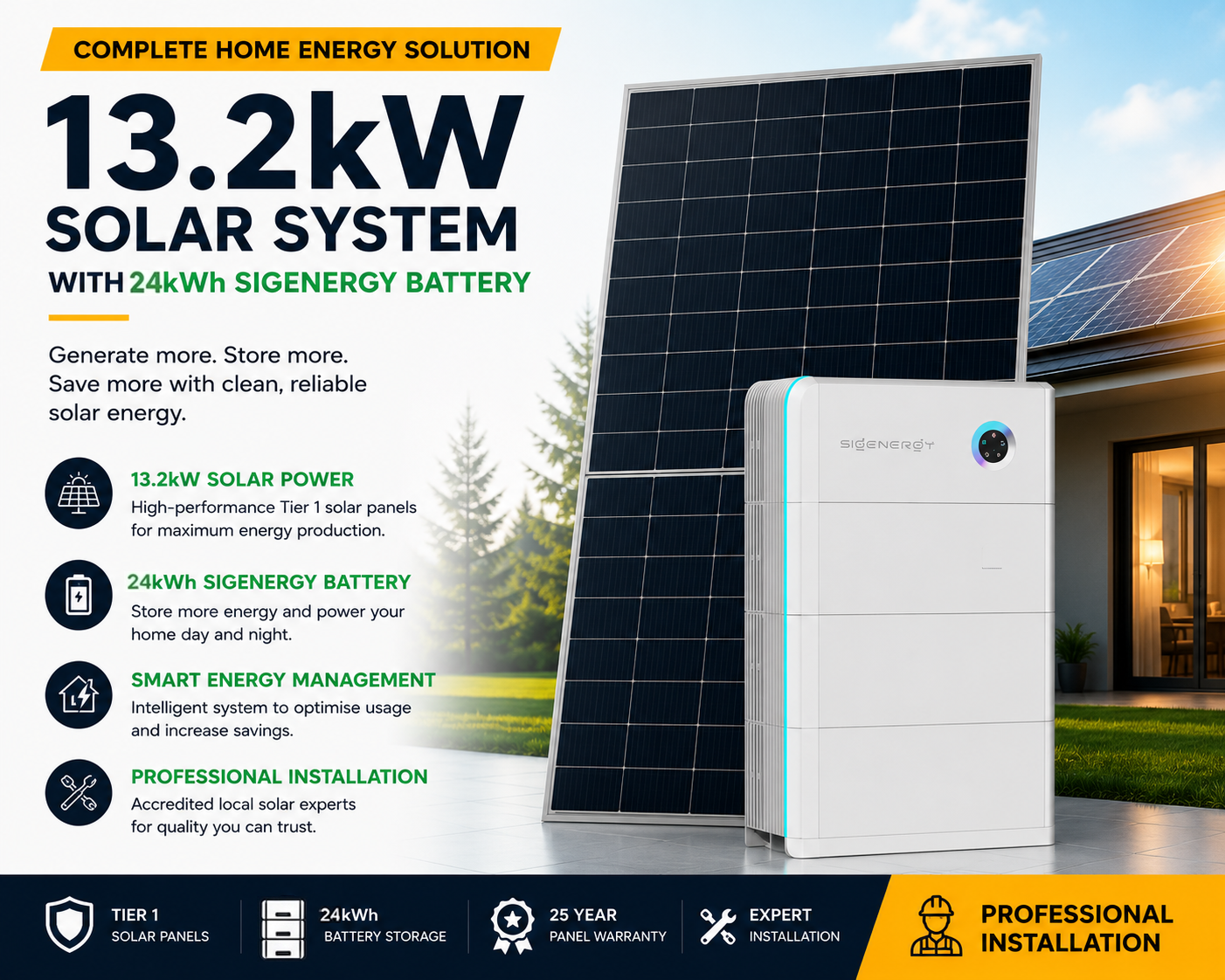 13.2kW Solar System with 24kWh Sigenergy Battery
