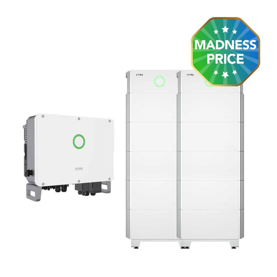 SAJ H2 T3 10kW Hybrid Inverter + 50kWh B2(HV1) Storage for New Installation or AC Coupled System (3P Property)